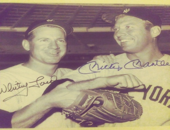 Mickey Mantle Whitey Ford Double Signed 8 x 10 Photo