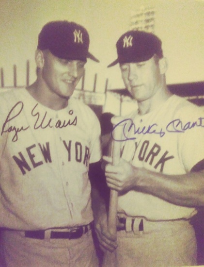 Roger Maris Mickey Mantle Double Signed 8 x 10 Photo