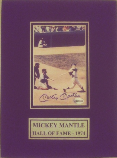 Mickey Mantle Certified Autograph Matted Photo