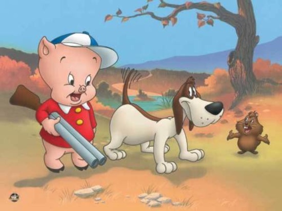 Warner Bros."GROUNDHOG'S DAY" PORKY PIG HUNTING GROUNDHOGS Animation Giclee Gift
