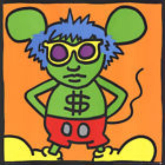 Keith Haring Serigraph Andy Mouse, Dollar Sign