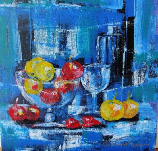 Gardani "BOWL OF APPLES" original oil stretched canvas