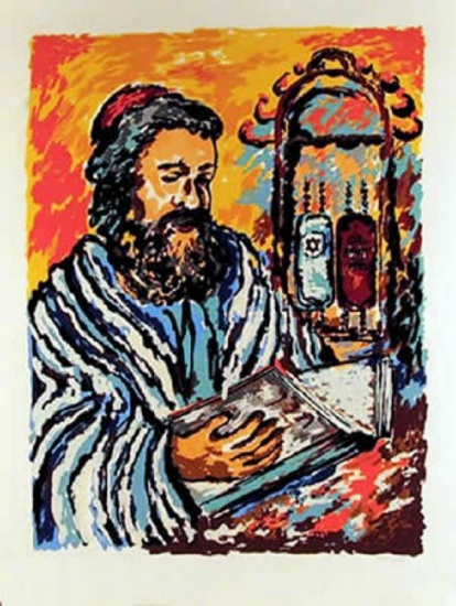 Isac Goody, Rabbi with Talmud HS/N Serigraph
