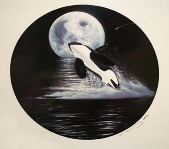 Wyland "Orca Moon" Hand Signed & #Serigraph