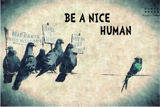 BANKSY, BE A NICE HUMAN, OFFSET LITHOGRAPH