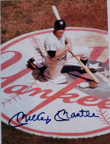 Autographed Mickey Mantle 5 X 7 Offset Lithograph W Coa