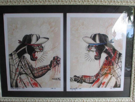 chicano two signed and numbered lithograph unframed