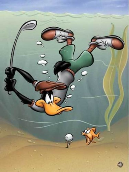 WARNER BROS "Underwater Daffy" Daffy Duck Golfing Underwater Animation Giclee