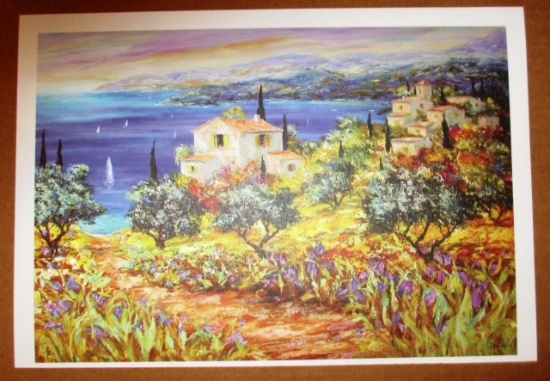 Duaiv "Seaside Village" Plate Signed Fine Art Lithograph French Scenic Waterside