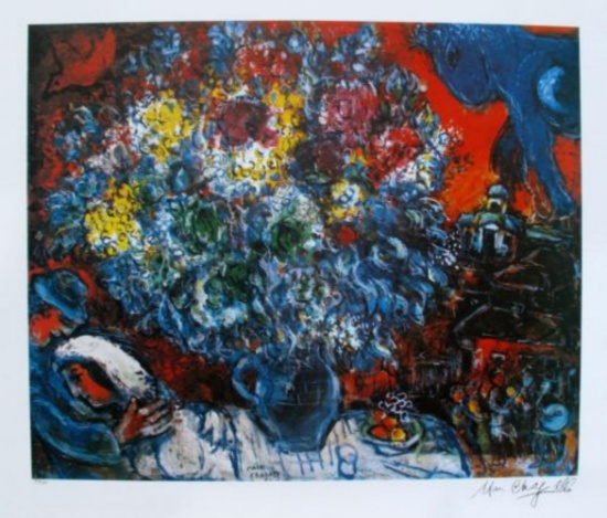 Marc Chagall "Bouquet De Fleur Et Amants" L/E