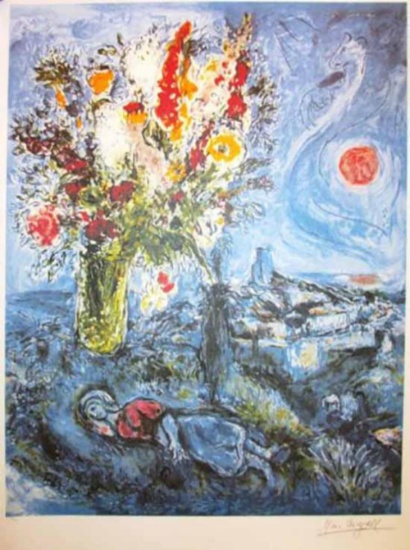 Marc Chagall "La Dormeuse Aux" Lithograph Facsimile
