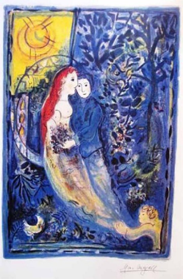 Chagall "The Wedding" Lithograph Facsimile signed