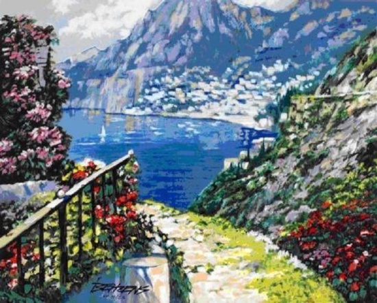 Howard Behrens "Road to Positano" Waterview LE 23x20.5 Serigraph Hand S#