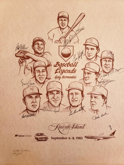 1985 Baseball Legends Golf Scramble Signed lithograph