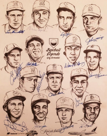 1986 Baseball Legends Golf Scramble 30" x 24" Signed