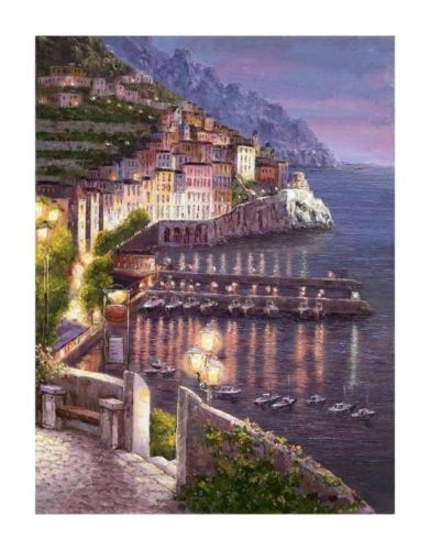 SAM PARK "Night View of Amalfi" hand signed and numbered giclee on canvas