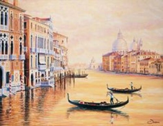 Graham Denison "Reflections of Venice" Paddling the canal Giclee Canvas Hand signed