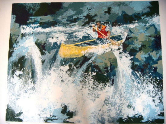 Wayland Moore S/N Lim Ed "White Water" Leroy Neiman style boat rafting