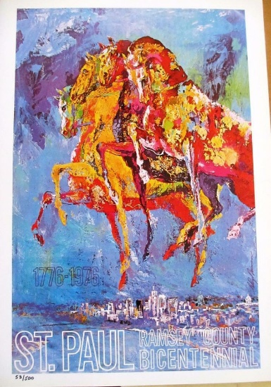 Leroy Neiman #d offset lithograph "St. Paul-Ramsey County Bicentennial" Horses Dome City