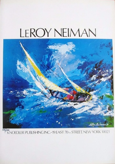Leroy Neiman #d offset lithograph "Knoedler Publishing Inc" Sailboat Race Sea Water Art