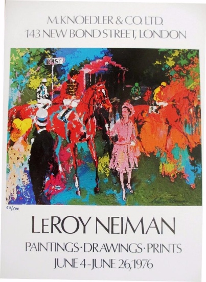 Leroy Neiman LE #d offset lithograph "M Knoedler & Company" Queen Royal London Horse Art