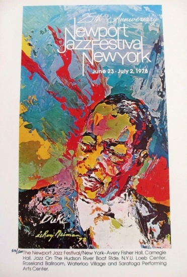 Leroy Neiman #d offset lithograph "Newport Jazz Festival NY 25th Anniversary" Music Art