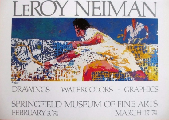 Leroy Neiman #d offset lithograph "Springfield Museum of Fine Art" Tennis Player Racquet