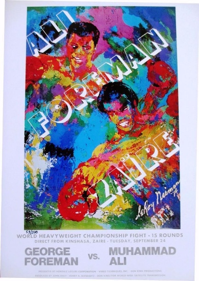 Leroy Neiman #d offset lithograph "Ali-Foreman Zaire" Boxing Champions Fight Africa Art