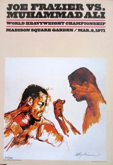 Leroy Neiman LE Numbered offset lithograph "Fraiser-Muhammad Ali" Boxing Legends Champs