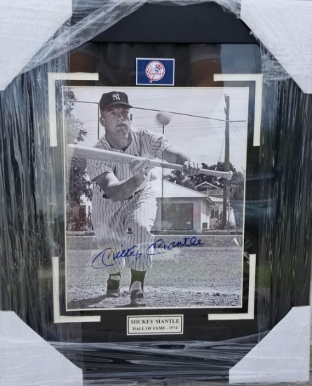 Mickey Mantle, Signed photo, Hall of fame 1974 framed
