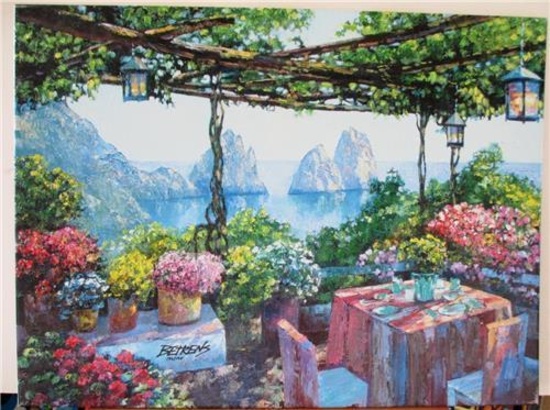 Howard Behrens "Table for Two-Capri" Waterfront Cafe very embellISHED