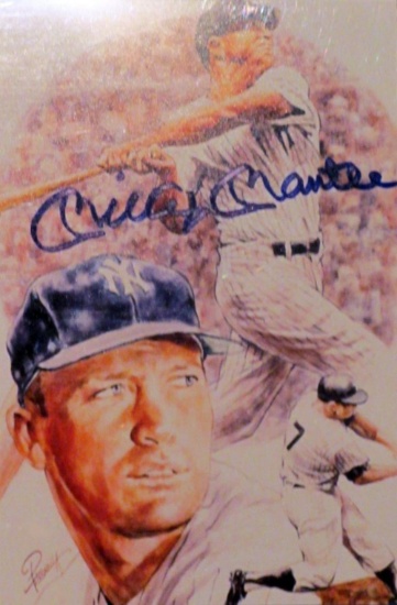 memorabilia Mickey Mantle Signed Photo Litho with COA