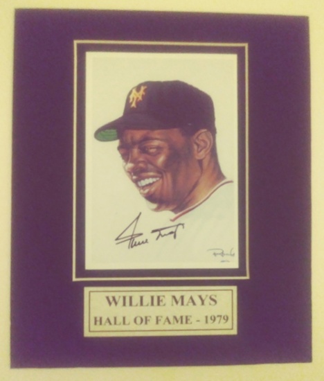 Willie Mays Autographed Matted Photo