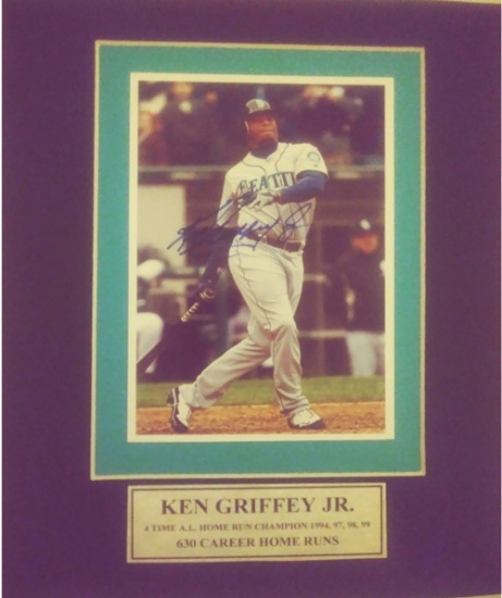 Ken Griffey Jr Autographed Matted Photo