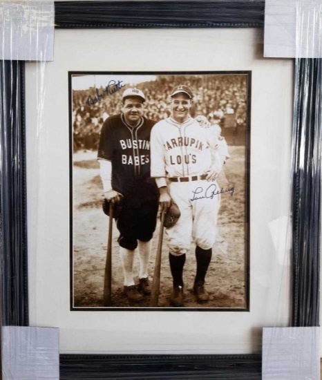 Babe Ruth & Lou Gehrig Bustin Babes Signed and Framed