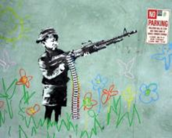 Banksy, "Crayon Shooter" offset lithograph