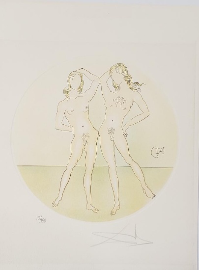 After Salvador Dali; Zodiac "Gemini" etching HS/N