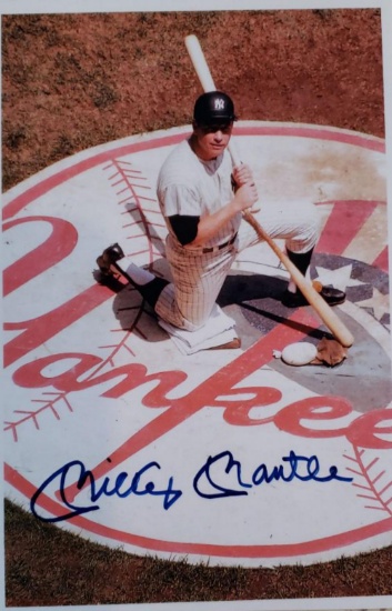 Autographed Mickey Mantle 5 X 7 Offset Lithograph W Coa SPORTS