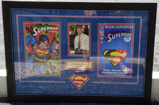 Superman Christopher Reeve autographed JSA photo framed