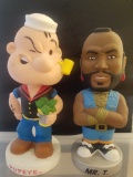 tough guys bobbleheads! plastic popeye and mr t bobbleheads