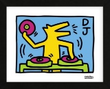 Keith Haring, D.J. Dog offset lithograph framed