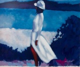 Nicola Simbari White Dress 27x31 H/S# Serigraph canvas