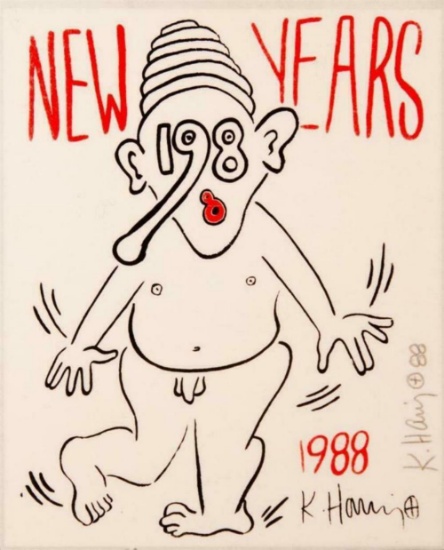 Keith Haring, New Years Invitation 1988 (Nude)