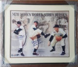 New York World Series Heroes Signed 11x14 photo framed