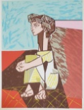 Pablo Picasso portrait of jacqueline roque with her