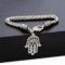 925 Sterling Silver Link Chain Hamsa, Charms Bracelet
