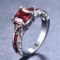925 Sterling Silver Princess Cut Red Ruby Garnet