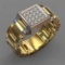 Gold chain natural gemstone white sapphire diamond ring
