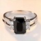 Baguette Cut Black CZ Crystal, White Gold plated Ring