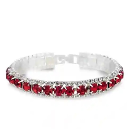 Classic Red Gem Bangle & Bracelet 925 Sterling Silver